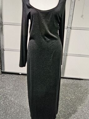 Victoria's Secret Black Long-Sleeve Scoop Neck Maxi Dress
